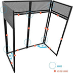 AxcessAbles Portable DJ Facade Booth with Black and White Lighting Scrims, Carry Cases | Standing DJ Table - 40" x 20" | DJ Controller Stand | Recording Mixer Stand | DJ Booth (ES-01)