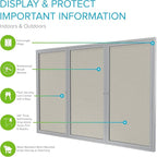 Ghent 48"x72" 3-Door Outdoor Enclosed Vinyl Bulletin Board, Shatter Resistant, with Lock, Satin Aluminum Frame - Ivory (PA34872VX-185), Made in the USA