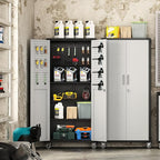 Garage Metal Storage Cabinet,71" Rolling Tool Cabinet with Pegboard and 3 Adjustable Shelves,Heavy-Duty Shelving Unit with Lockable Doors for Garage,Workshop,Home & Office Organization