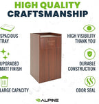 Alpine Restaurant Trash Can Cabinet - Commercial Trash Can 40 Gallon, Garbage Receptacle Indoor with Tray Holder for Restaurants, Cafeterias (Mahogany)