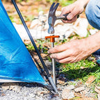 Eurmax USA Galvanized Non-Rust Camping Family Tent Pop Up Tent Stakes Canopy Anchors Heavy Duty 10pc-Pack, with 4x10ft Ropes & 1 Orange Stopper