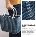 Basket Woven Tote Bag with Handle Large Capacity Shopping Tote Reusable Grocery Shopping Bag for Home, Travel and Shopping