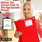 2 Pcs Interoffice Mailer Canvas Transit Sack Zipper Bag 18" x 14" Large Zipper Pouch with Grommet Interoffice Mail Bag (Red)