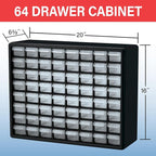 Akro-Mils 64-Drawer Plastic Drawer Storage Cabinet for Garage Organization, Bead Organizer, Building Bricks Storage, Teacher Toolbox, Makeup Organizer, 20-Inch W x 6-Inch D x 16-Inch H, 10764 Black