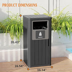 Outdoor Single Barrel Trash Can,Waterproof Resin Garbage Can with Garbage Labels,Durable Waste Bin for Porch, Backyard,Kitchen,for 30 to 39 Gallon Trash Bags