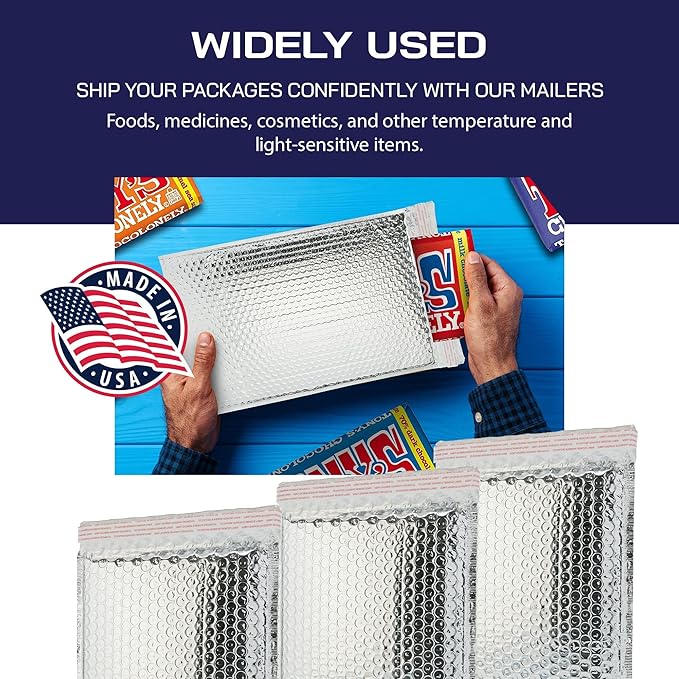 300-Pack Insulated Silver Thermal Bubble Mailers 20 x 23 - Waterproof Metallic Foil Self-Sealing Padded Envelopes for Cold Shipping, Perishables, Food, Cosmetics, Pharmaceuticals