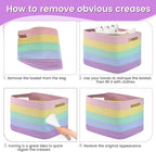 Shelf Woven Storage Basket, 15 x 10 x 9” Closet Rope Baskets For Organizing, Square Bins with Handles, Rainbow 1 Pack