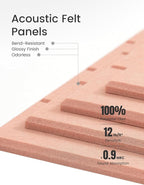 Felt Bulletin Board Tiles Large 48" x 36" Cork Board Alternative-12 Pack with 70 Adhesive Tabs, Thick Slat Wall Panels for Office Decor, Push Pin Board Wall Organizer Alternative -Pink