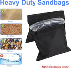 2 Pack Sand Bags, Black Sand Bags for Weight, Heavy Duty Sandbags for Umbrella Base, Photography Video Equipment, Light Tripod, Fishing Chair, Sports, Backdrop Stand, Camping, Tent
