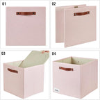 Collapsible Fabric Storage Cube Bins with 2 Reinforced PU Handles, Foldable Storage Organizer Baskets for Closet, Shelves, Living Room | 13"x13"x13", 4 Pack, Full Pink