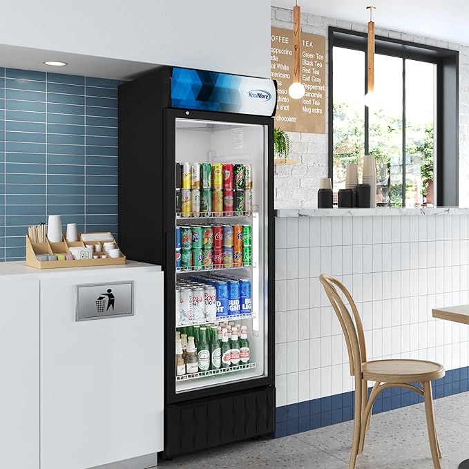KoolMore 24 in. 12 cu. ft. Commercial One Glass Door Beverage Display Merchandiser Refrigerator Cooler, ETL Listed in Black
