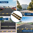 4 Pack 6FT Speed Bumps for Road, Heavy Duty 25,000 Lbs Capacity Traffic Rubber Speed Humps with 2 Channel Floor Cord Cover for Asphalt Concrete Gravel Driveway Road Cable Protector Ramp