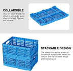 Heavy Duty Plastic Milk Crates for Storage, 4-Pack Stackable Storage Bins for Organizing, Collapsible Storage Basket with Handle for Groceries, Suitable for Home Office School Store, Blue