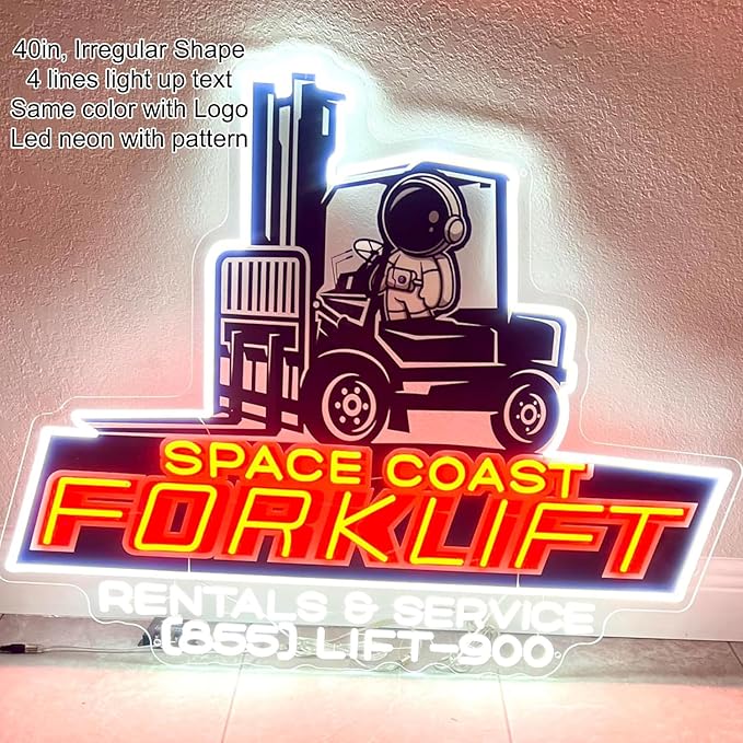 Custom Neon Sign Logo - Personalized LED Logo Neon Customizable UV Printed for Business Sign - Illuminated Acrylic Logo Neon Lights for Nail Hair Studio Bar Office Company Wall Home Decor-(10-60in)