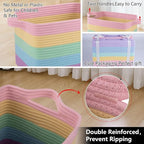 OIAHOMY Storage Basket, Woven Baskets for Storage, Cotton Rope Basket for toys,Towel Baskets for Bathroom - Pack of 3, Rainbow Pastel
