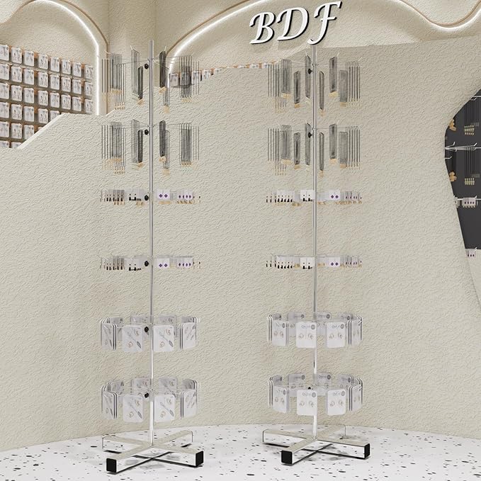 Chrome Rotating Display 6-Tier Retail Rack Heavy-Duty Spinning Retail Display Stand For Malls Showroom Store