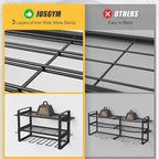 Power Tool Organizer Wall Mount, 3-Tier Tool Storage Rack with 4 Drill Holders, 150LBS Load Heavy Duty Cordless Tool Shelf for Garage Organization, Gift for Men