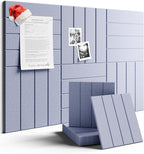 Felt Bulletin Board Tiles Large 36" x 24" Cork Board Alternative-6 Pack with 40 Adhesive Tabs, Thick Slat Wall Panels for Office Decor, Push Pin Board Wall Organizer - Soft Periwinkle