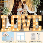 Pooqla 3FT Light Up Marquee Letters, Cool White and Warm White LED Large Lighted Marquee Letters, Giant Mosaic Letter Sign for Balloons Birthday Anniversary Wedding Party Decoration, Decor T