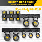 Garage Tool Organizer Wall Mount with 64 inches Rails and 10 Adjustable Heavy-Duty Hooks, Garden Tool Organizer, 14 Pack Carries 630 lbs, Heavy Duty Garage Storage Rack For Yard, Shed, Easy to install