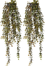 Artificial Hanging Plant 2 Pcs Faux Plant Ivy Vine Faux Eucalyptus Vines Fake Potted Greenery for Wall Living Room Home Shelf Office Bathroom Outdoor Indoor Decor (Type 3)