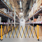 11.5FT Expandable Barricade Gate, Expandable Metal Barricade Gate Alloy Fence with Wheels, Retractable Crowd Control, for Industrial or Residential Use (Yellow, 11.5FT)
