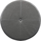 HomePop Round Leatherette Storage Ottoman with Lid, Charcoal Grey Large