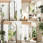 GLSLAND-21x64 inch Arched Full Length Mirror-Aluminum Alloy Frame High Definition-Full Body Mirror for Bedroom or Living Room