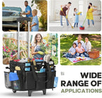 Rolling Cleaning Caddy Bag with Detachable Trolley, Cleaning Supplies Organizer Cart on Wheels, Cleaning Supply Caddy for Housekeepers (Black, 11.5" Dx15.7 Wx13 H)