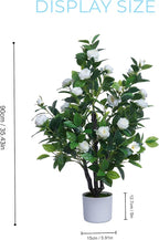 Artificial Camellia Tree 35in Faux Floral Plant with White Flowers and Green Leaves - No Maintenance Indoor Outdoor Office Home Porch Decor Housewarming Gift(1 Pack - White)