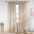 NICETOWN Thick Linen Semi Sheer Curtains for Living Room, Back Tab/Rod Pocket with Pleat Tape Privacy Added with Light Filtering Window Treatments for Bedroom, Angora, W52 x L84