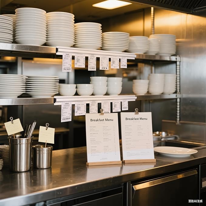 24 Inch Aluminum Ticket Holder Rail with 2 Receipt Stabbers for Restaurant, Kitchen, Bar