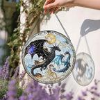 Dragon Stained Glass Window Hanging, 8 Inch Sun Catchers Indoor Window, Suncatchers for Windows Hanging, Home Decor and Christmas, Holiday, Mother's Day, Father's Day, Birthday Gifts for Women, Men