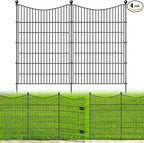 4 Panels Decorative Garden Fence with Gate, 48 in(H) X 10.5 ft(L) No Dig Dog Fence Animal Barrier Outdoor for Yard, Rustproof Metal Garden Edging and Borders, Temporary Fencing Stakes