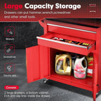 Superday Metal Rolling Tool Chest, 8 Drawer Rolling Tool Chest with Wheels, Detachable Tool Storage Cabinet with Lock for Garage, Steel Tool Cart with Liner & Hooks for Workshop, Warehouse (Red)