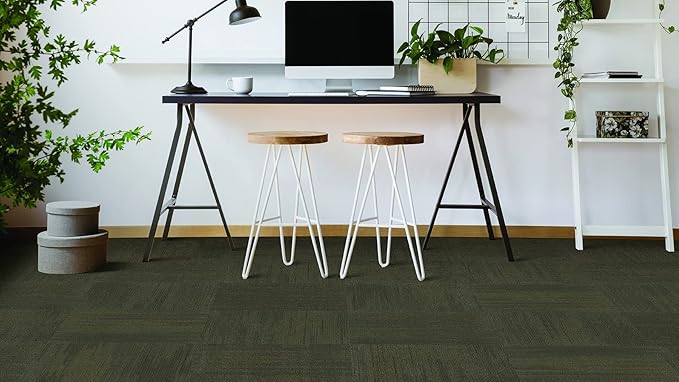 Mohawk Elite 24" x 24" Berber (Loop pile), 0.1" Pile Height, Carpet Tile, Nylon Fiber, Raven Color, (24 Tiles), (96 sqft/carton)