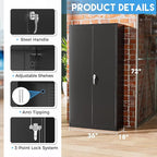Greenvelly Metal Storage Cabinets 72” Black Garage Steel Storage Cabinet with Doors and Shelves, Metal Tool Cabinet, Steel File Cabinet for Home Office, Basement, Warehouse, Classroom（Anti Tipping）
