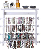 4-Tier Wall-Mounted Wooden Bracelet Holder – Elegant White Jewelry Display Rack with Top Shelf for Perfume, Sunglasses & Accessories – Hanging Organizer for Bracelets, Bangles, Watches & Necklaces
