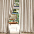MIULEE Non-See-Through Privacy Linen Curtains 2 Panels, Light Filtering Window Curtains Farnhouse Textured Back Tab Semi Sheer Drapes for Bedroom Living Room, 52 x 84 Inches Long, Taupe