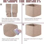 OIAHOMY 9”x9”x7” Storage Cubes, Cotton Rope Woven Baskets for Organizing, Cube Storage Bin, Small Gift Basket for Shelf, 3-Pack, Brown