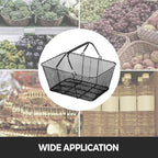 Mophorn 12PCS Shopping Baskets with Handles, Black Metal Shopping Basket, Portable Wire Shopping Basket, Black Wire Mesh shopping Basket Set for Stores Shopping