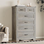 Tall 6-Drawer Dresser for Bedroom, Modern Wooden Chest of Drawers with Metal Handles, Anti-Tipping Design, Sturdy and Stable Storage Organizer for Living Room, Entryway, Home Office