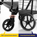 Folding Shopping Cart, Grocery Cart, 450 Lb Capacity, Utility Cart with 360° Rolling Swivel Wheels, Extra Large & Extra Basket