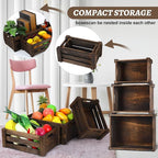 Barydat Set of 5 Wood Crates for Display Decorative Nesting Wooden Crate Storage with Handles Vintage Farmhouse Style Decorative Boxes Multipurpose Fruits Vegetables Boxes(Dusty Brown,Rustic)