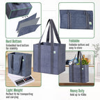 VENO 2-4 Pack Reusable Grocery shopping Bags, Small Tote Bag w/Handle Hard Bottom, Heavy Duty, Foldable Carrier