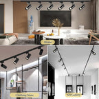 Brightened H Type Black Track Lighting Heads, 6PCS 4000K Natural White 20W 2400lm for Accent Lighting, Dimmable LED Track Lighting Ceiling Spotlight Fixture