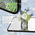 30x30 Inch Rectangle Bathroom Mirror with Black Metal Frame, Rounded Corner Rectangular Vanity Mirror for Wall, Modern Large for Bedroom, Living Room, Horizontal or Vertical