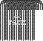 20 Pieces 12-Inch Metal Garden Ground Stakes Galvanized Steel J Shape Hook Rebar Stakes, Heavy Duty Tent Stake Chain Link Fence Stake for Outdoor Lawn Decorations, Black
