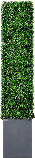 AGPL Artificial Boxwood Hedge Wall with Dark Gray Stainless Steel Planter Box Privacy Wall Backdrops, Outdoor Privacy Fence for Patio,Balcony,Restaurant,Garden,Party Décor (64" H 48" W 12" D)