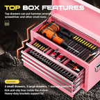 8-Drawer Rolling Tool Chest with Lock, Detachable Tool Cabinet Cart with Wheels, High-Capacity Mechanic Tool Organizer for Garage Workshop Warehouse Storage(Pink)